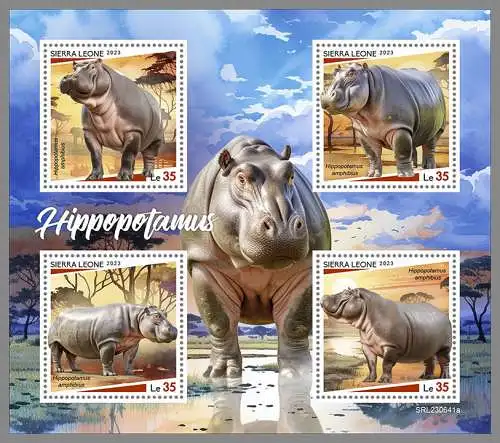 SIERRA LEONE 2023 ** KB Nilpferde Hippopotamus