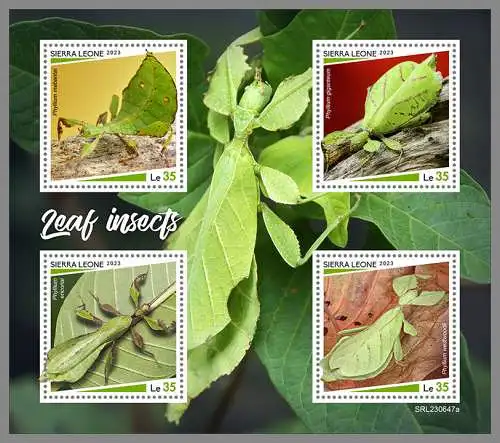 SIERRA LEONE 2023 ** KB Insekten mit Blatttarnung Leaf Insects