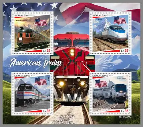 SIERRA LEONE 2023 ** KB amerikanische Eisenbahnen American Trains