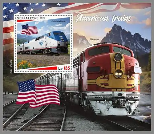 SIERRA LEONE 2023 ** BL amerikanische Eisenbahnen American Trains