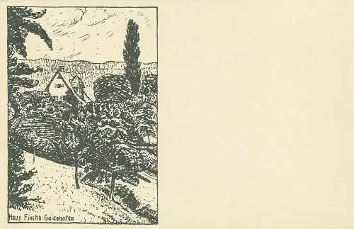 [Künstlerpostkarte Unikat gemalt/gezeichnet] AK Gaienhofen Höri / Bodensee - Haus Finckh. 