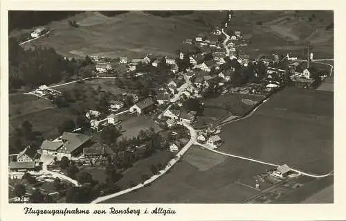 [Echtfotokarte schwarz/weiß] AK Ronsberg / Allgäu - Luftaufnahme R.L.M. - ca. 1940. 