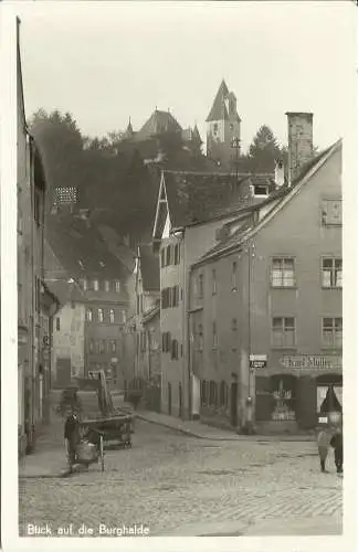 [Echtfotokarte schwarz/weiß] 2 AKs Kempten / Allgäu - Innenansichten mit Firmen - ca. 1940. 