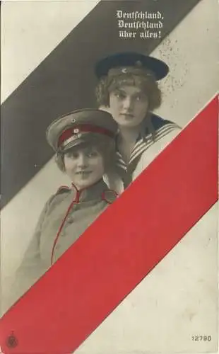 [Propagandapostkarte] AK Patriotika "Deutschland, Deutschland über alles!" color 1916 Feldpost. 