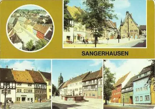 [Echtfotokarte farbig] AK Sangerhausen Mehrbild Farbfoto DDR 1983. 