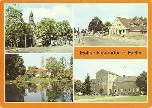 [Echtfotokarte farbig] AK Hohen Neuendorf Oranienburg Mehrbild-Farbfoto  DDR 1986. 