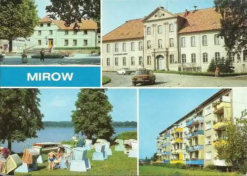 [Echtfotokarte farbig] AK Mirow Neustrelitz Mehrbild Camping Platte Farbfoto DDR 1989. 