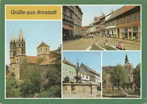[Echtfotokarte farbig] AK Arnstadt Mehrbild Farbfoto DDR (1990). 