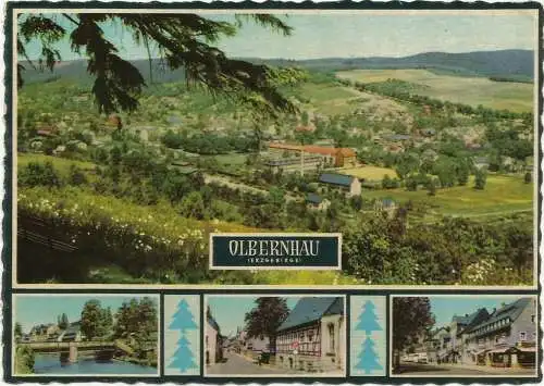 [Echtfotokarte farbig] AK Olbernhau Erzgebirge Mehrbild Farbfoto DDR 1966. 