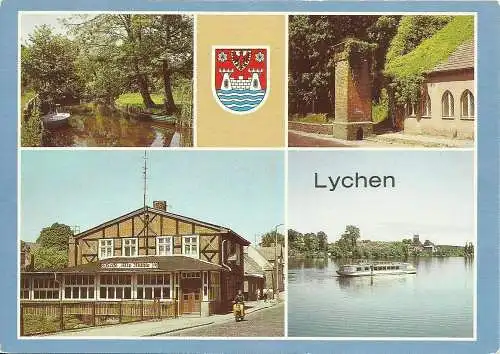 [Echtfotokarte farbig] AK Lychen / Templin Mehrbild Farbfoto DDR 1989. 