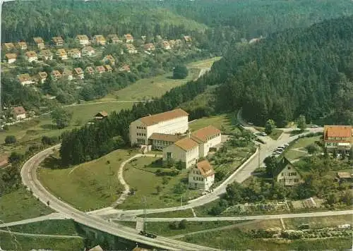 [Echtfotokarte farbig] AK Nagold / Schwarzwald Lehranstalt Textileinzelhandel Luftbild color 1969. 