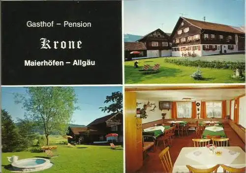 [Echtfotokarte farbig] AK Maierhöfen Argental / Allgäu Gasthof Krone Faltkarte color. 