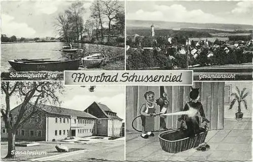 [Echtfotokarte schwarz/weiß] AK Bad Schussenried Moorbad Mehrbild 1962. 