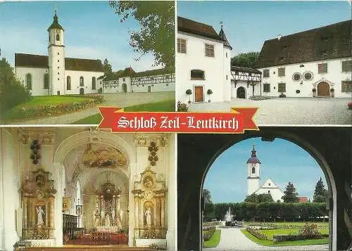 [Echtfotokarte farbig] AK Leutkirch Schloss Zeil 4 Bilder Farbfoto ~1970. 