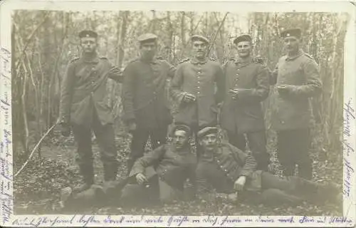 [Feldpostkarte] AK 1. Weltkrieg Soldaten 1915 + Feldpost-Exped. 6. Bayer. Inf. Div. 