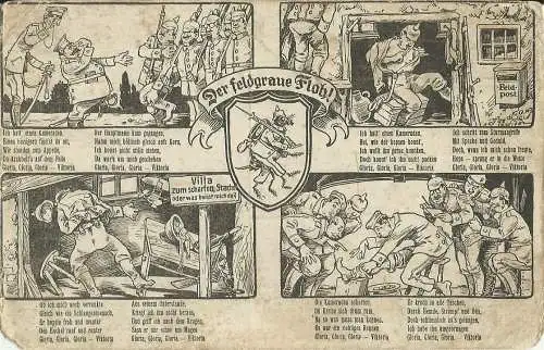 [Feldpostkarte] AK 1. Weltkrieg Der feldgraue Floh 1916 FP + Truppenstempel. 