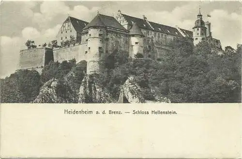 [Lithographie] AK Heidenheim Schloss Hellenstein 1906. 