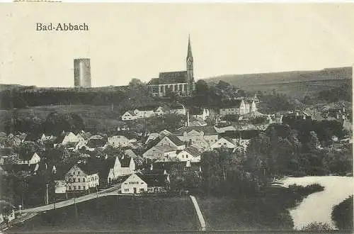 [Echtfotokarte schwarz/weiß] AK Bad Abbach Ortsansicht Heinrichsturm 1910. 