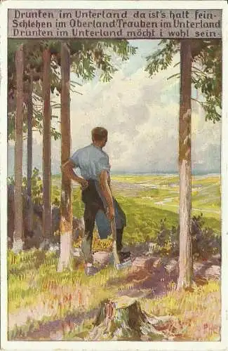 [Künstlerpostkarte reproduziert] Sammlung 5 AKs Paul Hey - Volksliedkarten ca. 1920. 