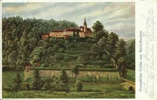[Lithographie] AK Lohr am Main Maria Buchen Künstlerlitho 1910. 