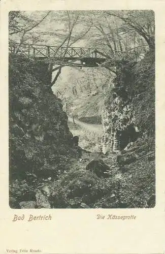 [Echtfotokarte schwarz/weiß] 2 AKs Bad Bertrich Weiher + Kässegrotte ca. 1901. 