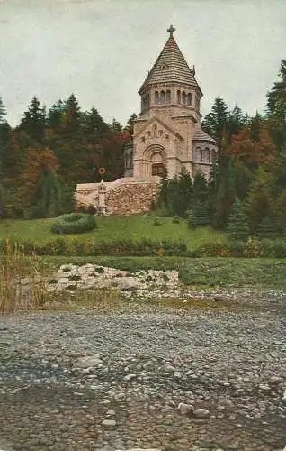 [Echtfotokarte farbig] AK Berg / Starnberger See - Votivkirche König Ludwig II. - Farbenfoto ca. 1910. 