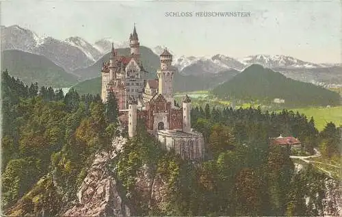 [Echtfotokarte farbig] AK Schloss Neuschwanstein color 1911. 