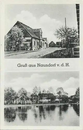 [Echtfotokarte schwarz/weiß] Zweibild-AK Naundorf v. d. H. / Dessau-Roßlau. 