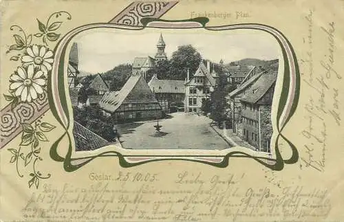 [Lithographie] AK Goslar Frankenberger Plan Jugendstil 1905. 