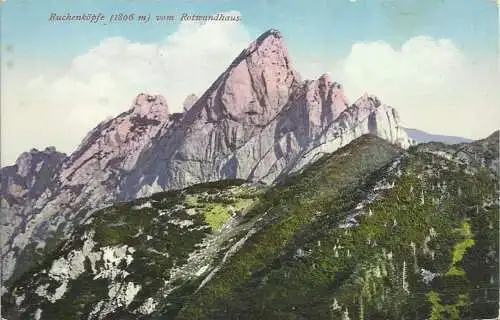 [Echtfotokarte farbig] AK Ruchenköpfe vom Rotwandhaus bei Schliersee color ~1910. 