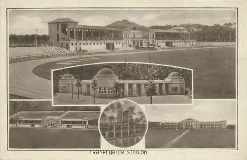 [Echtfotokarte schwarz/weiß] AK Frankfurt Stadion Mehrbild ~1910/20. 