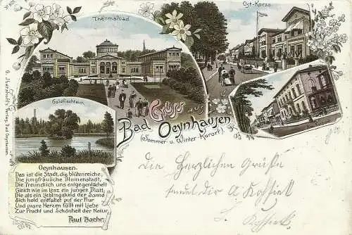 [Lithographie] AK Bad Oeynhausen Mehrbild-Farblitho 1897. 