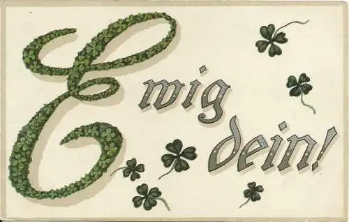 [Lithographie] AK Liebe - Spruchkarte "Ewig dein". 