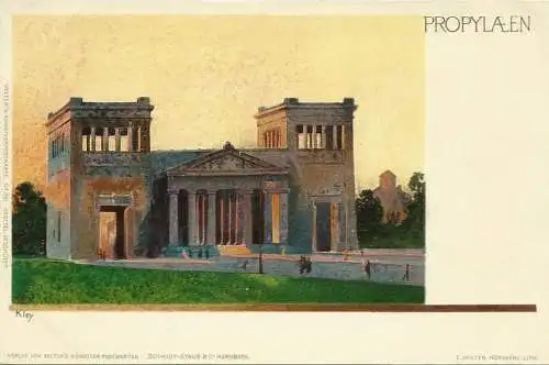 [Künstlerpostkarte reproduziert] Künstler-AK München Propyläen Künstler-Farblitho Kley ~1900. 
