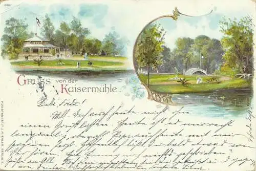 [Lithographie] AK Viersen Kaisermühle Zweibild-Farblitho. 