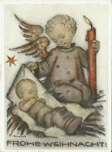 [Künstlerpostkarte reproduziert] AK Lore Hummel Weihnacht 1940 Feldpost stummer Stempel + Luftgaupostamt. 
