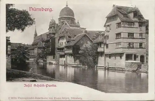 [Lithographie] AK Nürnberg Synagoge Relief-Prägekarte 1902. 
