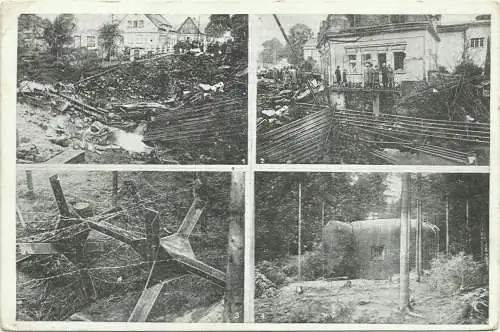 [Echtfotokarte schwarz/weiß] Propaganda-AK 2. Weltkrieg Zerstörungen Bunker Dolni Podluzi / Rumburk Tschechien. 