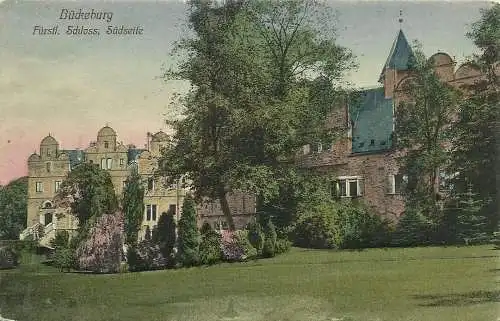 [Echtfotokarte farbig] 2 AKs Bückeburg Schlossansichten ca. 1910. 