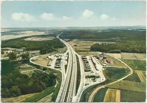 [Echtfotokarte farbig] AK Autobahn Rasthaus Steigerwald Weingartsgreuth / Wachenroth Farbfoto 1969. 