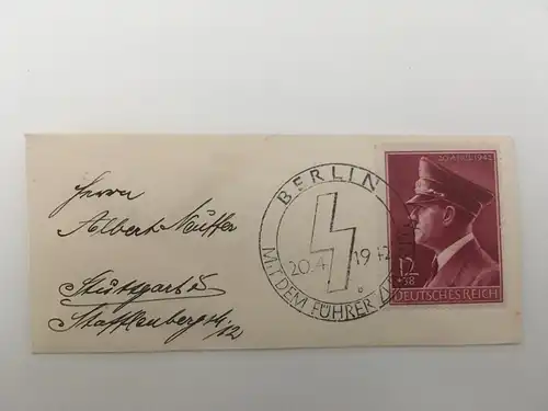 Deutsches Reich 1942 Nr 53. Geburtstag des Führers 1942 Sonderstempel Berlin 20.4.1942 Rundstempel (Datum und/oder Ort klar) 0001