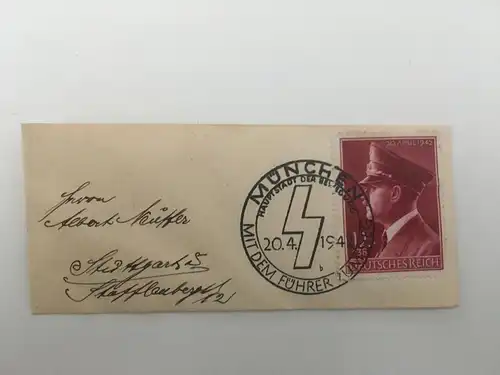 Deutsches Reich 1942 Nr 53. Geburtstag des Führers 1942 Sonderstempel MÜNCHEN 20.4.1942 Rundstempel (Datum und/oder Ort klar) 0004