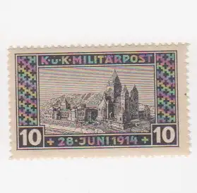 Deutsches Reich 1914 Nr Satz Briefmarken k.u.k. Militärpost Attentat von Sarajevo Gedenken an die Ermordung des Thronfolgerpaares 28. Juni 1914 Postfrisch / ** 0006