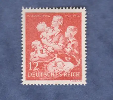Deutsches Reich 1943 Nr 10 Jahre Winterhilfswerk (12 + 38 Pf Deutsches Reich Briefmarke) 1943 Postfrisch / ** 0013