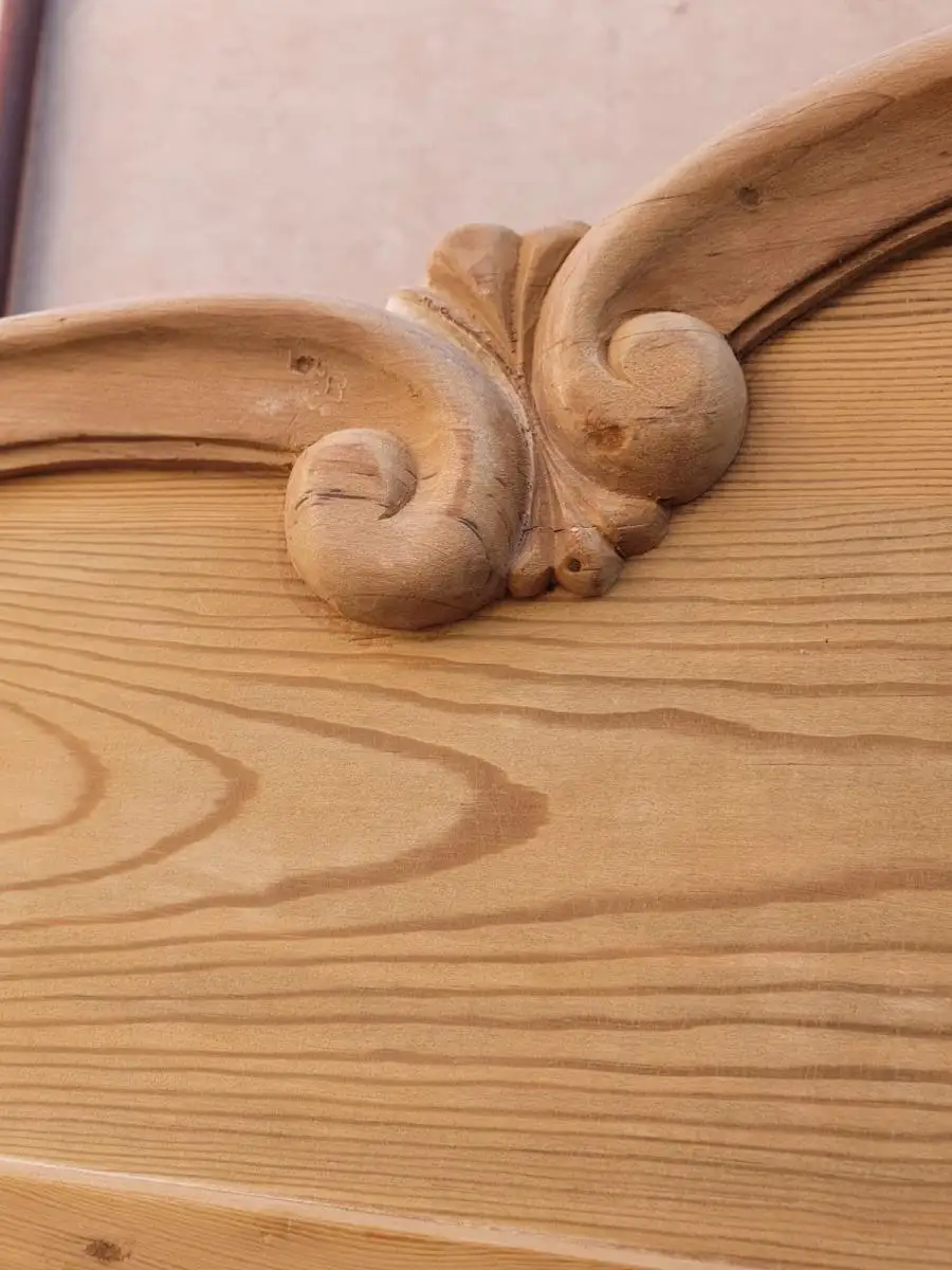 Antiker Schrank Holz Spiegelschrank Weichholz Natur Restauriert 2
