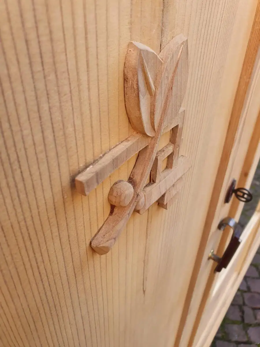 Antiker Schrank Holz Spiegelschrank Weichholz Natur Restauriert 7