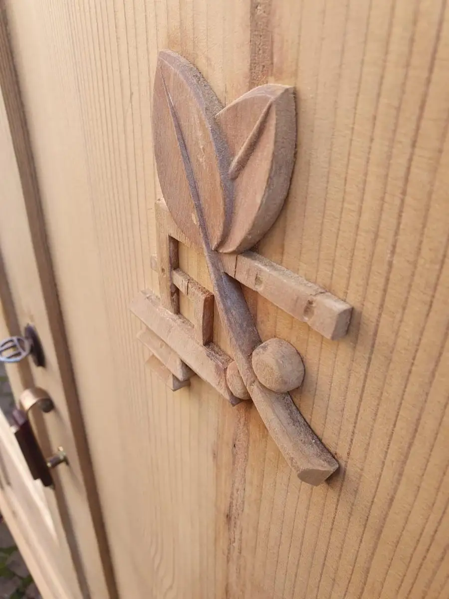 Antiker Schrank Holz Spiegelschrank Weichholz Natur Restauriert 9