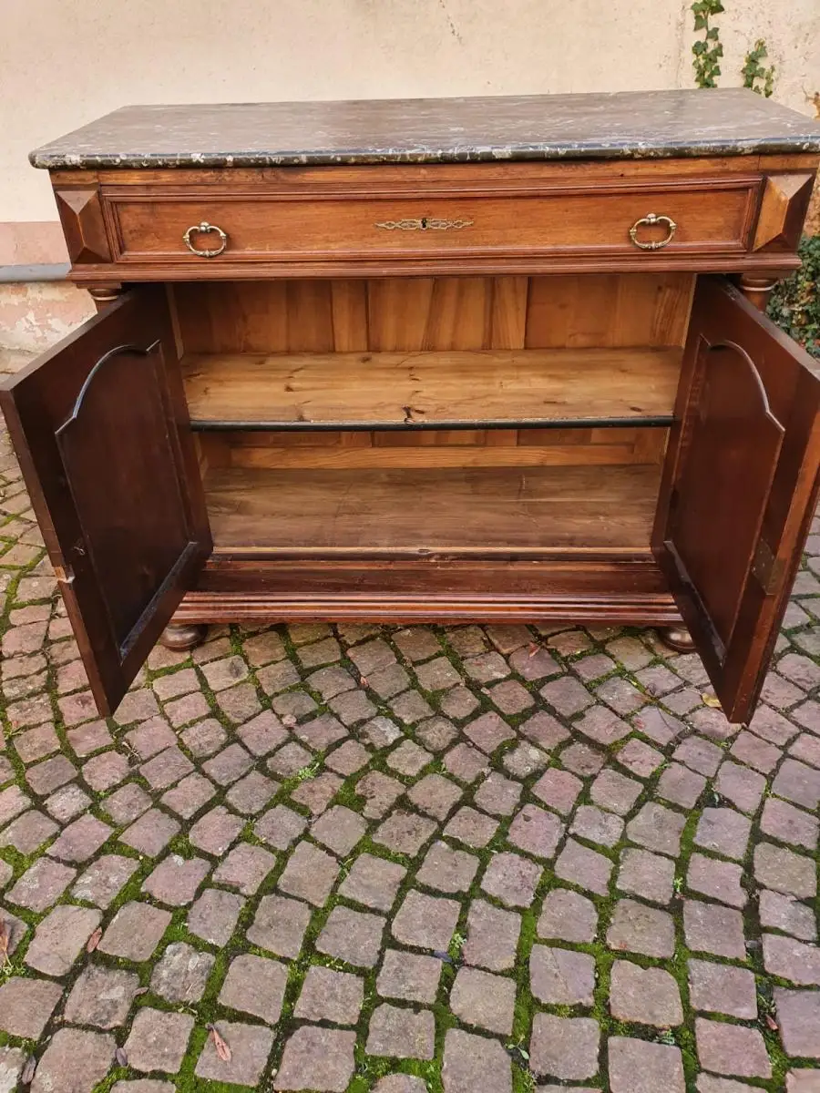 Kommode Antik Anrichte Holz Marmorplatte Sideboard Antiquität 6