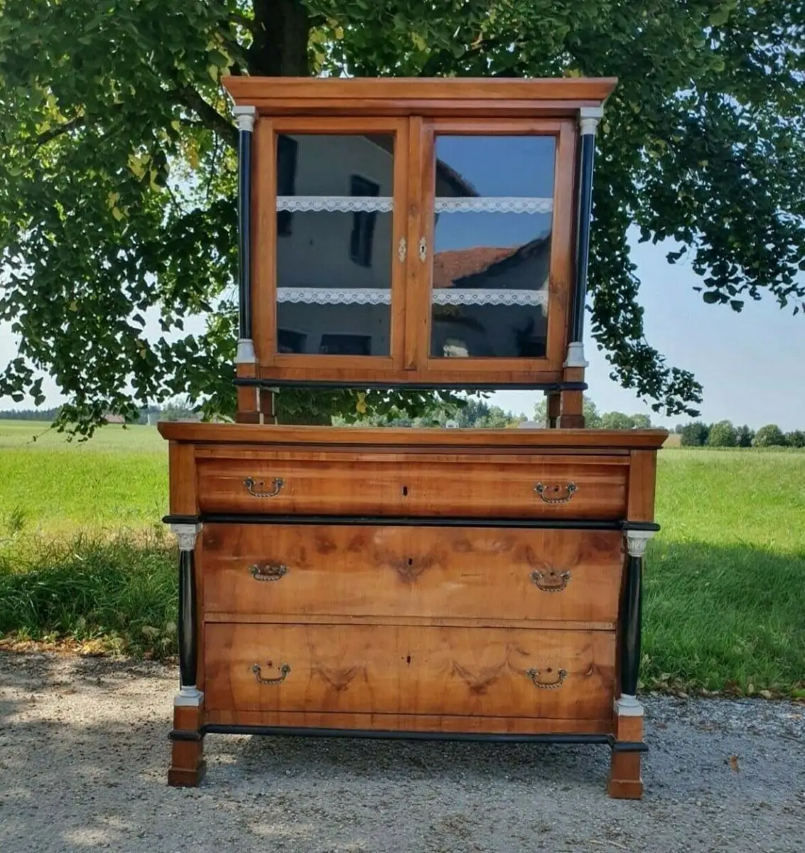 Buffet Antik Holz Kommode Schrank Biedermeier Vitrine Küchenschrank 0