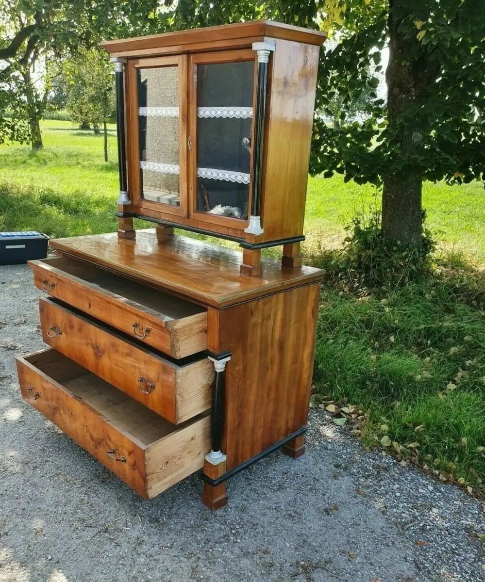 Buffet Antik Holz Kommode Schrank Biedermeier Vitrine Küchenschrank 2